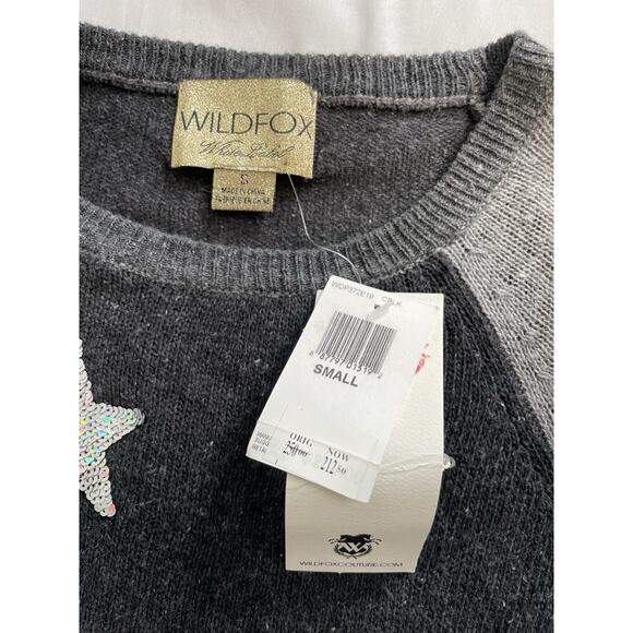 Wildfox White Label Star Gazer Gray Ombré Sequin Sweater Size S Boho Glam Indie - Picture 6 of 11